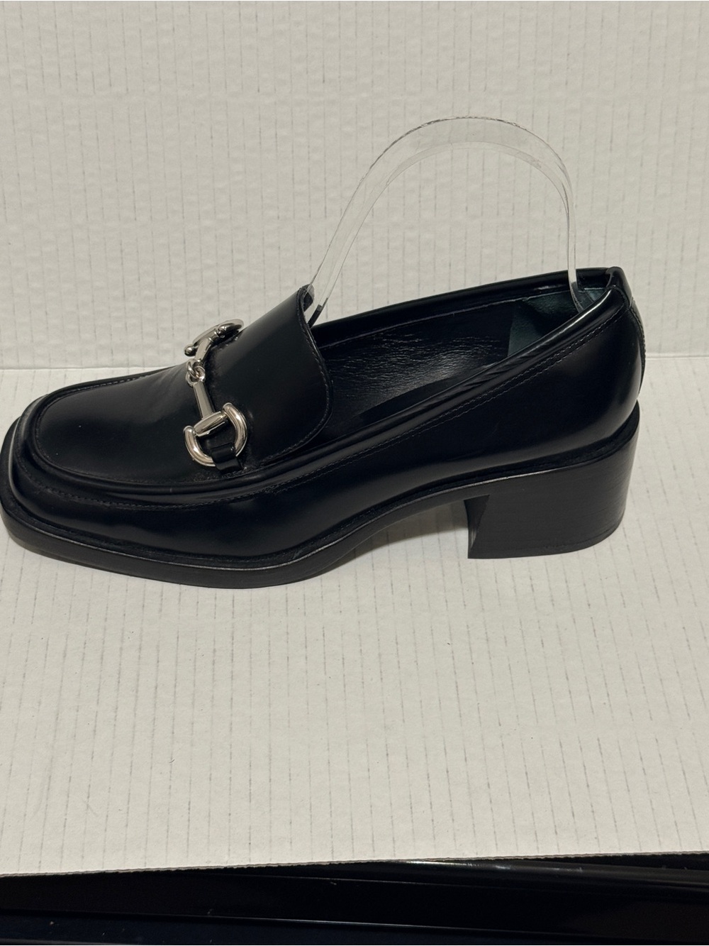 Reformation Black Silver Horsebit Leather Penny Loafers Shoes Sz 5 1/2 Fall - Picture 7 of 16